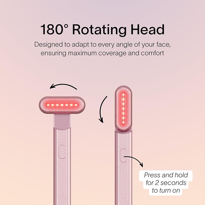 Solawave 4-in-1 Red Light Therapy Wand for Face & Neck | Beauty Device with Galvanic Current, Massager & Warmth | Anti-Aging, Wrinkle Reduction, Skin Tightening, Depuffing & Rejuvenation (Rose Gold)