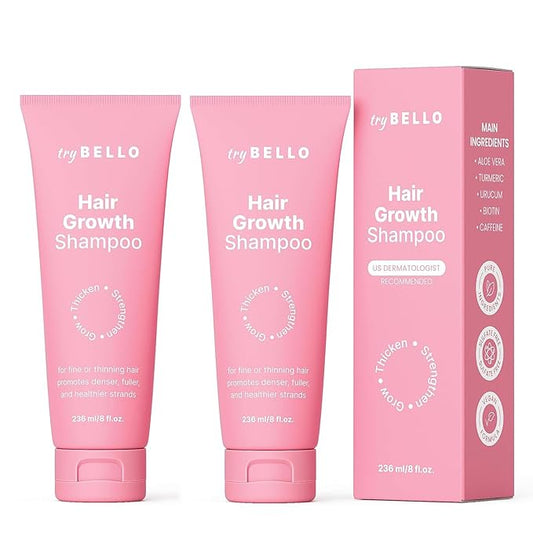 Trybello Hair Growth Shampoo | Natural Thickening & Scalp Detox | Aloe Vera, Turmeric, and Urucum Extract | Sulfate-Free, Vegan, Anti-Hair Fall Formula | For Any Hair Type | 2 Pack Combo