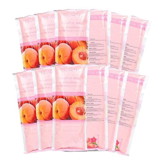 Paraffin Wax Refills, 12 Pack Peach Scented Paraffin Wax Beads Blocks for Paraffin Bath, Paraffin Wax Machine Refills for Hand Feet Dry Skin,Rrelieves muscle fatigue, HLead Hydration and nourish