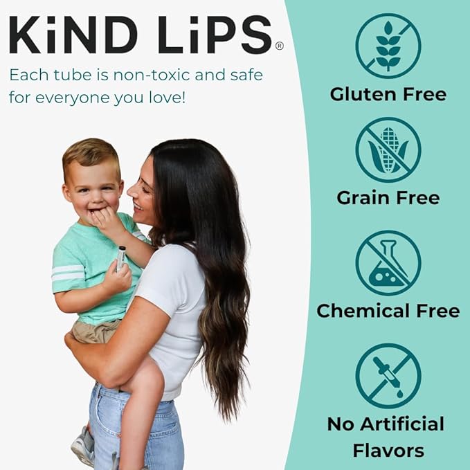 Kind Lips Organic Sweet Mint Lip Balm 5-Pack – Cooling, Refreshing Lip Care for Dry Lips • 100% Natural, Clean, Gluten-Free, Grain-Free • Made in USA • Family Value chapstick Set