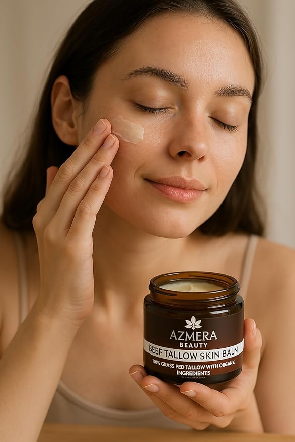 Azmera Beauty 100% Grass-Fed Beef Tallow Balm, Manuka Honey MGO263+, Organic Beeswax & Olive Oil, Beef Tallow for skin,Handmade Moisturizer for Dry Skin, Eczema Relief, & Healing Skin2oz, Orange