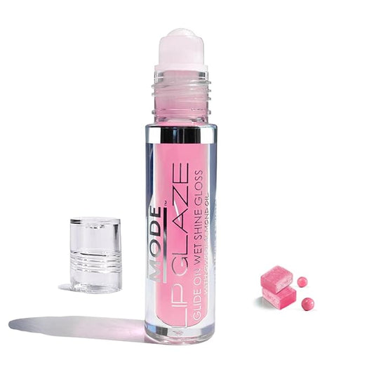 MODE Lip Glaze Flavored Lip Gloss BUBBLE GUM Yummy Flavor Roll On Sweet Wet Deliciously Nourishing Shine, Hydrating Moisturizing Natural Skin Care Fruit Oils, Made in NY USA