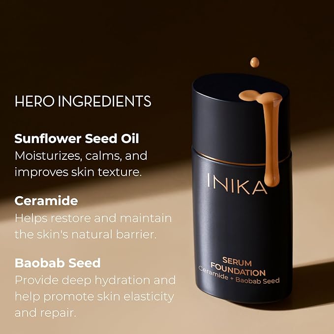 Organic Serum Foundation | Vegan, Buildable Coverage, Weightless Second Skin Feel, Transfer Proof with Skincare Ingredients in Sustainable Packaging. Gratitude 25ml
