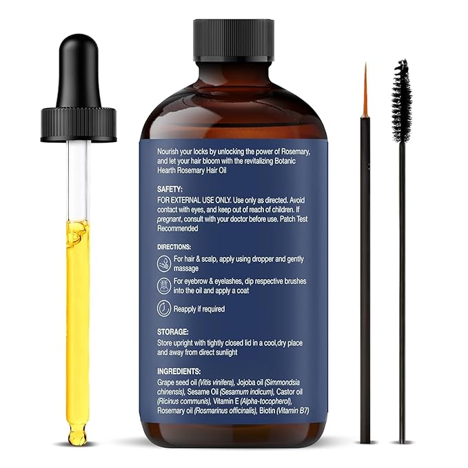 Botanic Hearth Hair Oil for Hair Growth | Rosemary Oil for Hair Growth with Biotin, Castor & Jojoba | Scalp Oil & Dry Scalp Treatment | Color Safe | All Hair Types| 2 Fl Oz