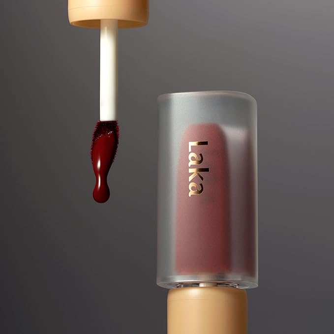 Laka Fruity Glam Tint, 4.5g/0.15oz, Glowing Lip Stain with Wide Color Spectrum, Hydrating & Lightweight Texture, Long-Lasting Bold Stain, Non-Sticky, Vegan, K-Beauty (#132 Lolly)