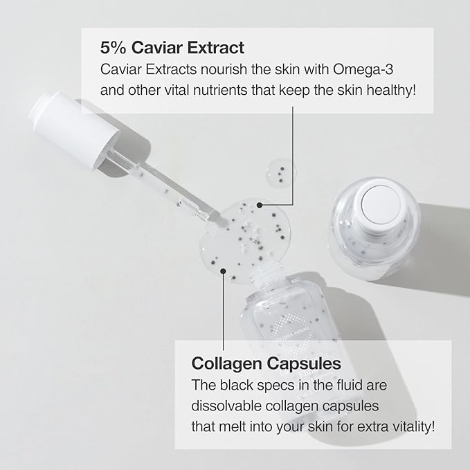 OxygenCeuticals Caviar Protein Fluid – Total Anti-Aging Ampoule with 5% Caviar Extract, Niacinamide & Adenosine, Peptide-Enriched Brightening & Firming Serum for Youthful Radiance. 1.69 fl.oz (50ml)