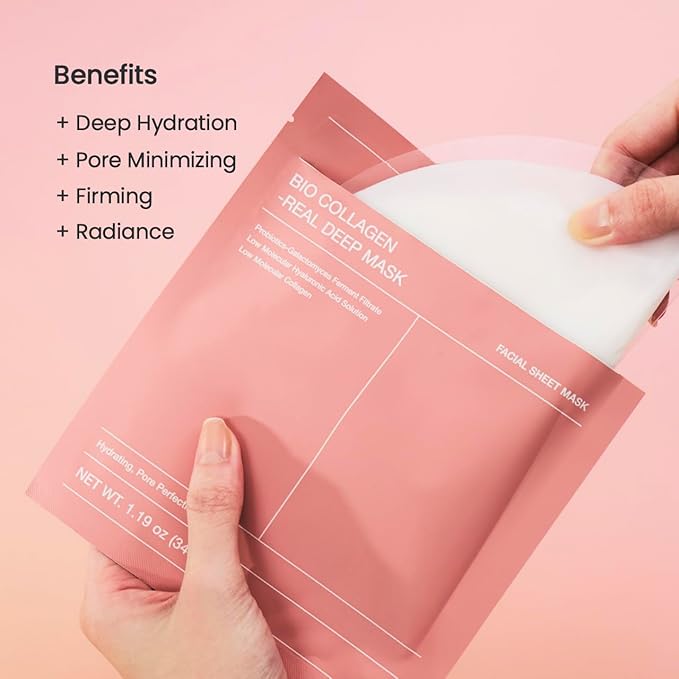 BIODANCE Collagen Pink Glow Trio: Collagen Real Deep Mask & Toner Pads & Peptide Serum for Plumping Hydration, Firming, Korean Skincare, Christmas gift, Stocking Stuffers