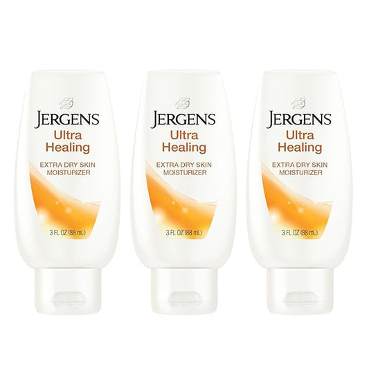Jergens Ultra Healing Lotion for Extremely Dry Skin, Moisturizer to Relieve and Repair Rough Spots, Improves Skin Texture, Hand and Body Lotion with Vitamins E, C, & B5, 3 Oz (Pack of 3)