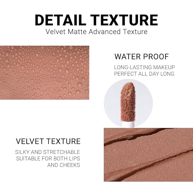 evpct 1Pcs Light Nude Brown Matte Liquid Lipstick Lip Gloss Glossy Set for Black Women 24 Hour Silky Velvet Lipstick labiales matte larga duracion mate 24 horas originales 05#