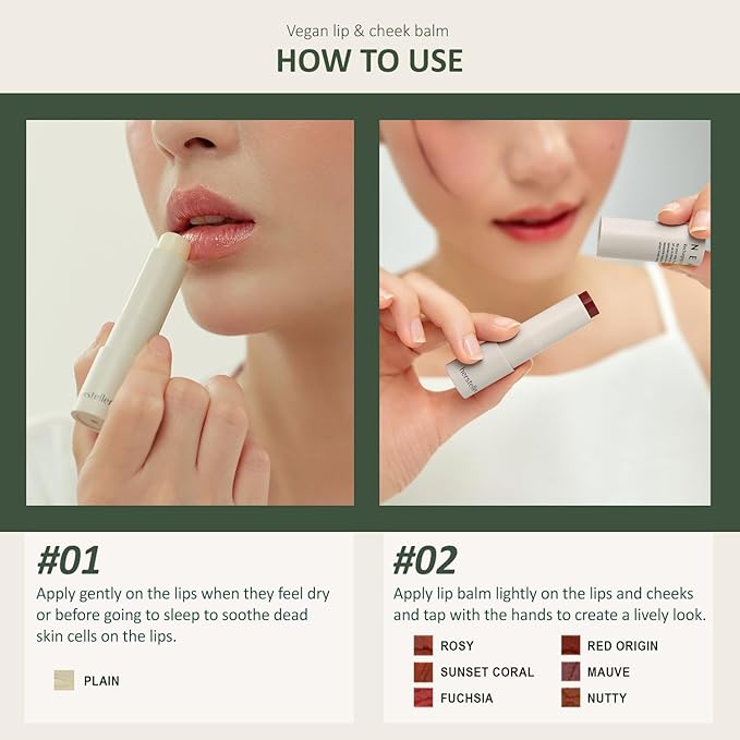 hersteller Nearby Recharging Lip Balm Vegan Butter Complex Intensive Moisturizing Treatment for Dry Lips and Cheek Natural Healthy (Plain)