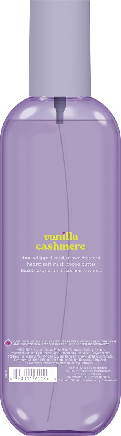 Cashmere Body Mist, Vanilla Cashmere, Soft Musk, Cozy Caramel, Hair Mist, Body Spray for Women Moisturizing, Hyaluronic Acid, Vanilla Body Spray, Vegan, Cruelty-Free, 6 Fl Oz