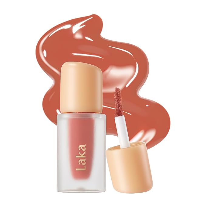 Laka Fruity Glam Lip Tint Mini, 1.9g/0.07oz, Glowing Lip Stain with Wide Color Spectrum, Hydrating & Lightweight Texture, Long-Lasting Bold Stain, Non-Sticky, Vegan, K-Beauty (#138 Parfait)