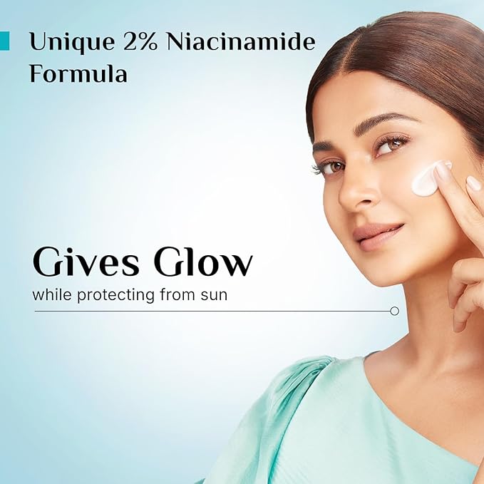 Pilgrim 2% Niacinamide Glow Sunscreen SPF 50 for All Skin Types | Lightweight Non Greasy Formula with Squalane | No White Cast Daily Sun Care for Men & Women | 1.76 Oz (50g)