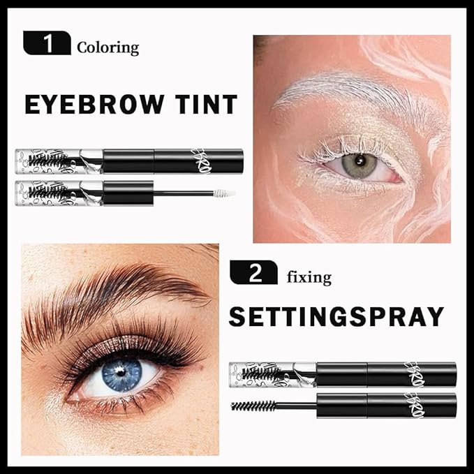 2in1 Semi-Permanent Eyebrow Gel & Lamination Gel, Eeybrow and Lash Gel, Lightweight and Waterproof Tinted Brow Gel For Up To 24HR Hold, Built-In Styling Comb - Clear Eyebrow Gel (01#White)