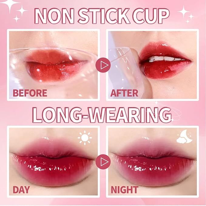 6 Colors Lip Tint Stain Set, Korean Makeup Lip Stain Moisturizing Mini Liquid Lipstick, Multi-use Lip and Cheek Tint, Long lasting Non-Stick Cup Waterproof, Cute Stuff, Lip Color Makeup