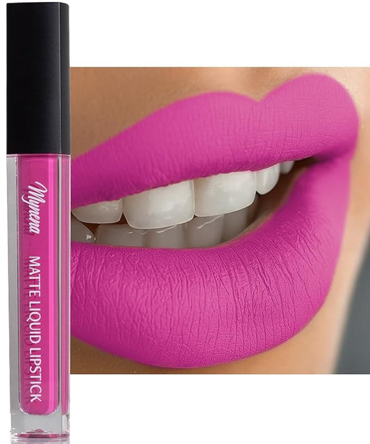 Mynena Bright Cool Pink Matte Liquid Lipstick | Long-Lasting Comfort Matte | Smudge-Proof Transfer-Resistant | Full Coverage Non-Drying | Vegan & Cruelty-Free | All-Day Wear Lip Color | Rosa