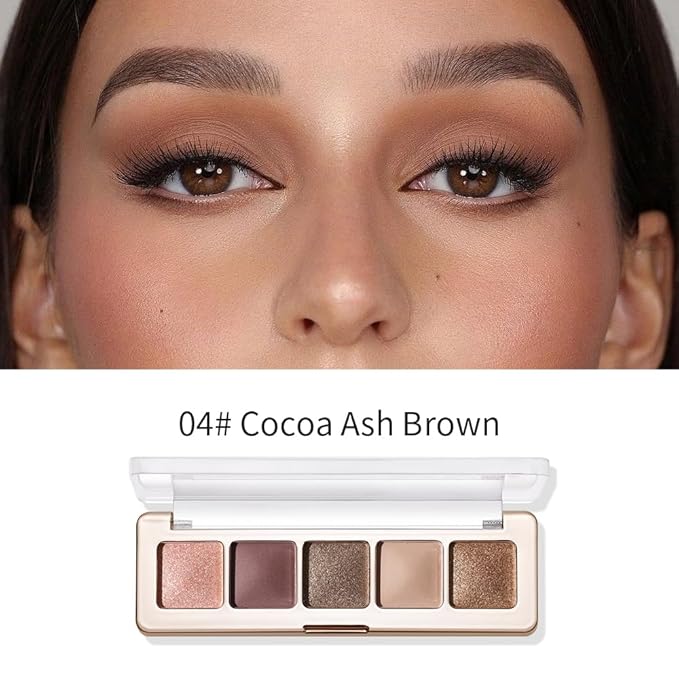 4 Color Eyeshadow Palette, Matte and Shimmer Powder Makeup, Highly Pigmented Blendable Shadows, Long-Lasting Waterproof, Natural Nude Brown Pink Shades (B-4#, 1 Count (Pack of 1))