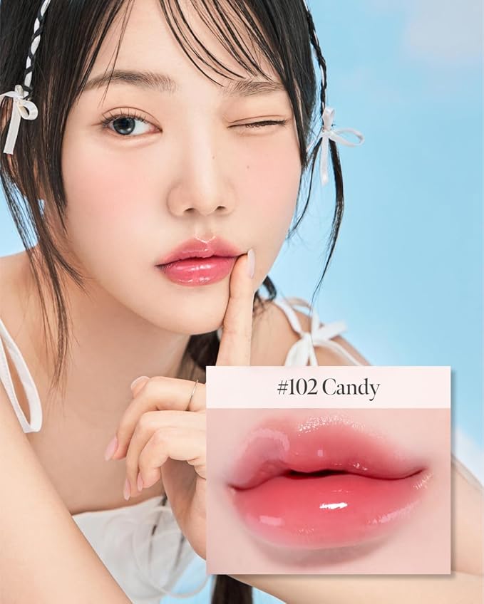 Glow Lock Jelly Tint 102 Candy 4g, Hydrating Jelly Glow Lip Stain, Glass-Like Shine Lip Gloss, Long-Lasting Color, Moisturizing Lip Enhancer, Collectible Lock-Shaped Design, Korean Makeup