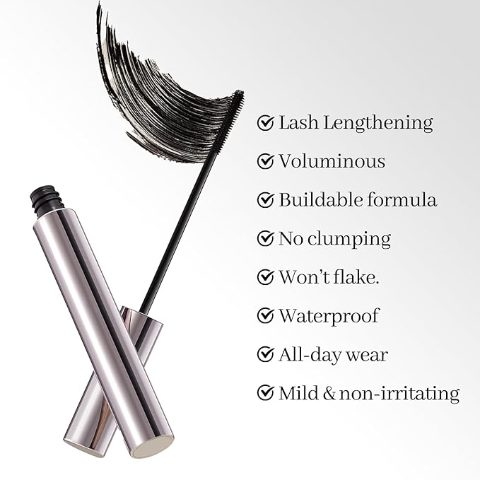 Erinde Tubing Mascara for Older Women 60 Plus, Lengthening & Volumizing for Thinning Lashes - Smudge-Proof, Flake-Free Black - Slim Micro-Brush for Hooded Eyes & Warm Water Removal