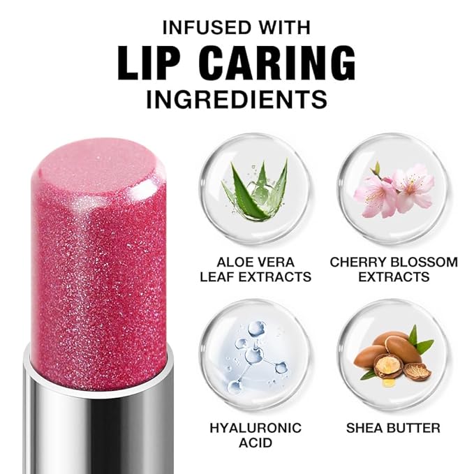 Pink Shimmer Metallic Moisturizing Glow Plumping Lipstick Makeup, Lipstick with Metallic 3D Shine Lightweight Hydrating Formula, Glitter Lip Gloss Stain Long Lasting Waterproof Smudge Proof (09#Pink)
