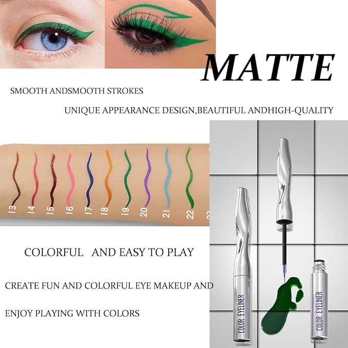 1Pcs Dark Green Matte Liquid Eyeliner,Long Lasting,Waterproof,High Pigmented,Ultra-Fine Eyeliner Eyeshadow Pen Eye Makeup Gifts for Women,delineador de ojos a prueba de agua