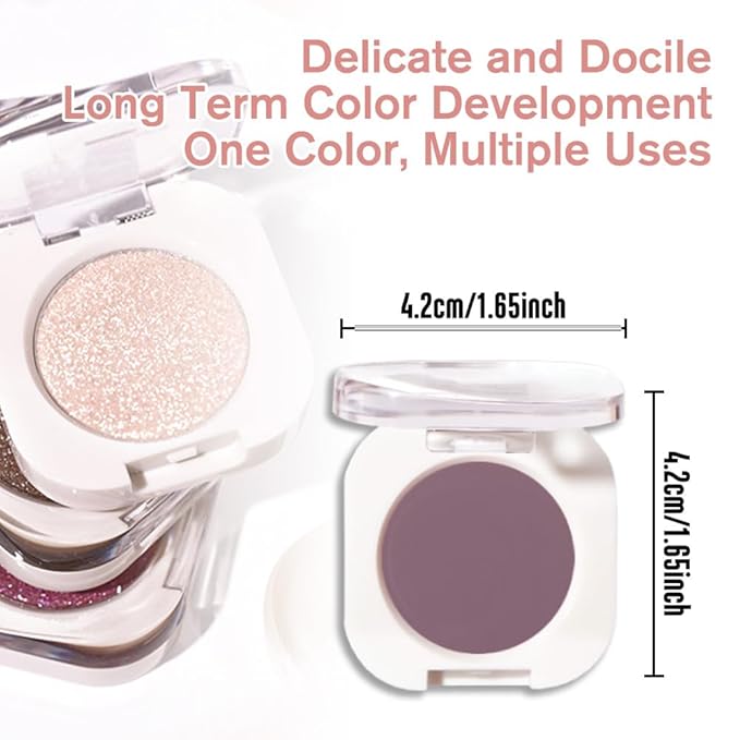 Dark Plum Taupe Single Matte Eyeshadow Makeup, Neutral Powde Eye Shadow for Older Women, Dark Violet Matte Singles Eyeshadow Palette Pigmented Waterproof, Girls Monochrome Vegan Eyeshadows Gift