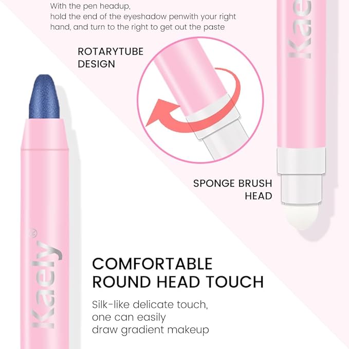 2in1 Shimmer Cream Eye Shadow Stick -Midnight Blue, Eyeliner Pencil Eyeshadow Palette Makeup, Waterproof Long Lasting Brightener, Crease Proof & Smudge Resistant, Cream Eyeshadow with Built-in Smudger