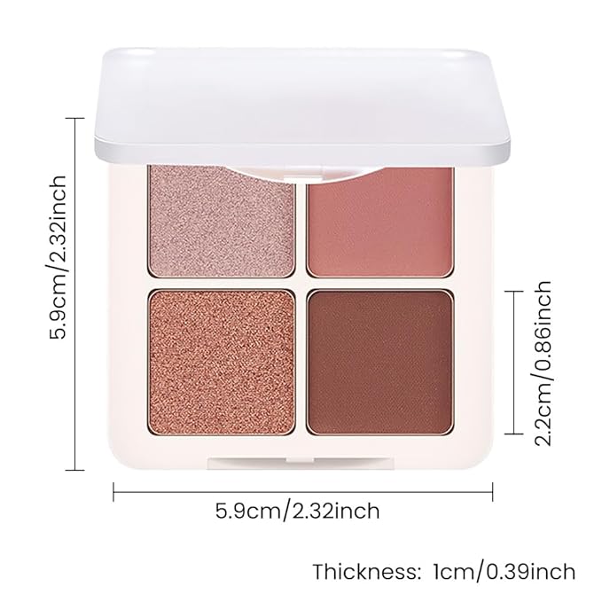 Neutral Nude Pink Eye Shadow Palette, Metallic and Shimmer Magic Eyeshadow Makeup, Velvety Pigmented Creamy Formula, Four Way Quad Eye Shadow Palette For Old Women, (01#Nude Pink)