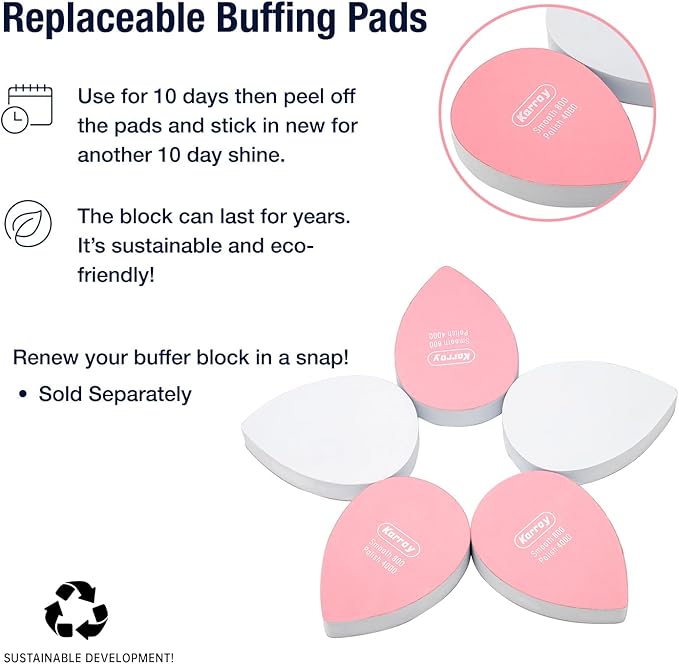 Karroy Nail Files and Buffers for Natural Nails Smooth and Polish Gel Surface 400/600/4000 Grit (A-Drop)