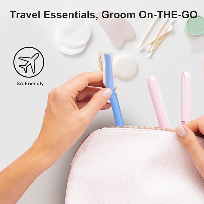 Dermaplane Razor, Face Razors for Women, Dermaplaning Tool with Microblades for Face, Gentle Facial Exfoliation, Peach Fuzz Removal and Eyebrow Shaping, Skin Care Tool for Smoother Skin, Navy