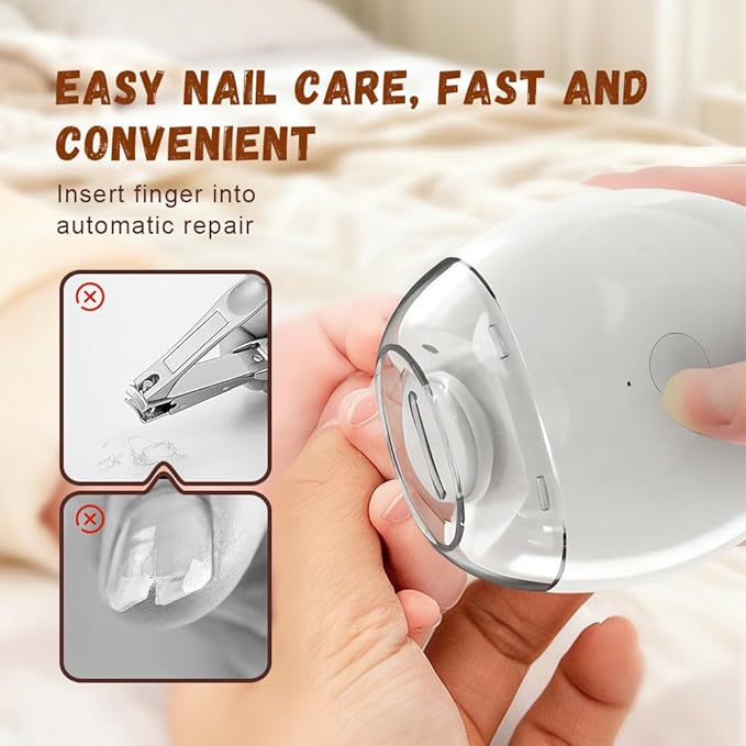 Universal Automatic Fingernail Grinder,Portable Electric Nail Clipper with LED Light and 3 Speeds,360° Silent Auto Fingernail Cutter and Polishing Trimmer for Safe (1 PCS)