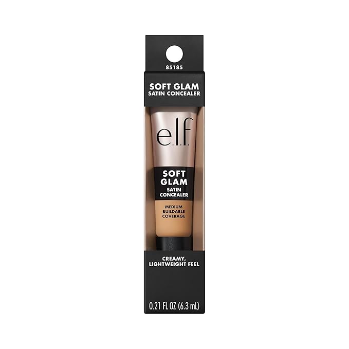 e.l.f. Soft Glam Satin Concealer, Medium Coverage For Blemishes & Under-Eye, Crease-Resistant, Long Lasting, Vegan & Cruelty-Free, 24 Light Warm