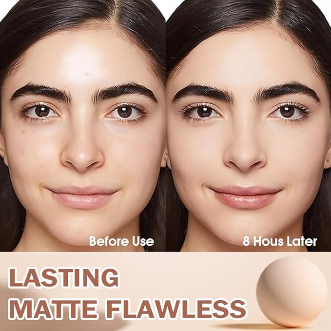 FeiCuiYun Oil Control Matte Perfection Face Powder Compact For Women, Matte Smooth Flawless Setting Powder Makeup, Polvo Compacto De Maquillaje, Waterproof Long Lasting, 0.35Oz (01 Classic Ivory)