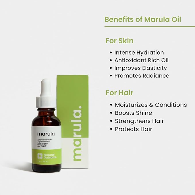 natural outcome Marula Oil 100% Pure Cold-Pressed Moisturizer for Face, Hair & Body - Lightweight Anti-Aging & Hydrating Facial Oil, 1 oz
