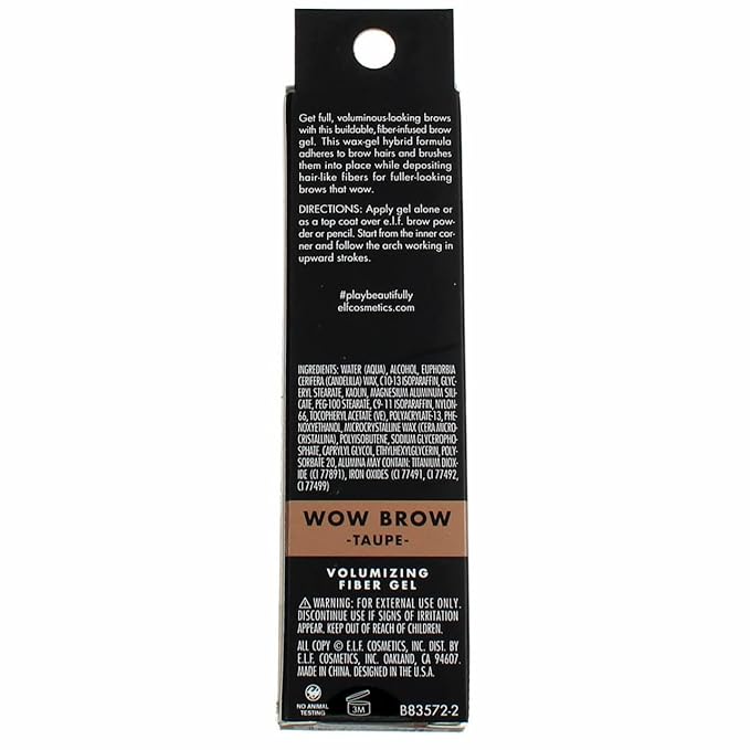 e.l.f. Wow Brow Gel, Volumizing, Buildable, Wax-Gel Hybrid, Creates Full, Voluminous-Looking Brows, Locks Brow Hairs In Place, Taupe