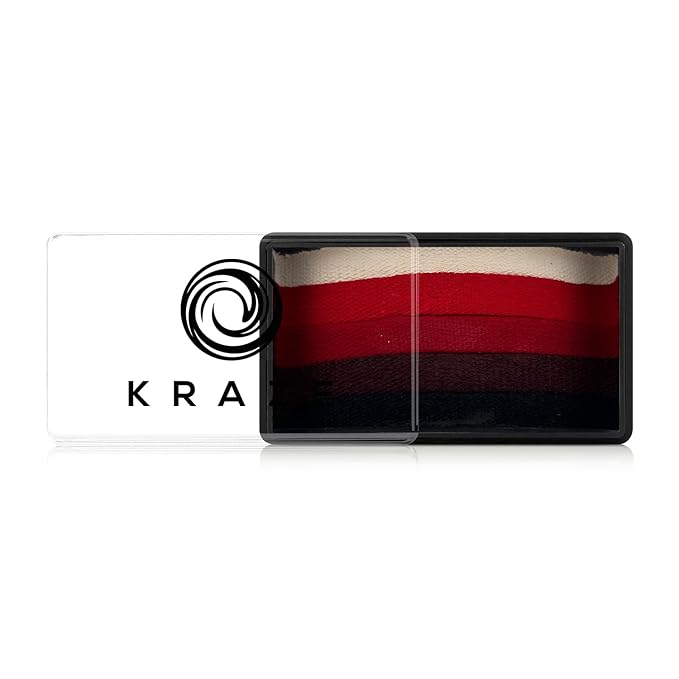 Kraze FX Dome Stroke - Poppy Field by Linnea (25 gm), Professional 1-Stroke Split Cake, Hypoallergenic, Non-Toxic, Water Activated Face & Body Painting Makeup Supplies for Kids Safe Adults