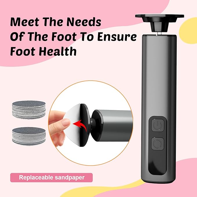 Dolcevitae Electric Foot Callus Remover & Nail File - Electric Callus Remover for Feet, 9 Adjustable Speeds, 1800mAh Rechargeable, Portable Aluminum Body w/Type-C Charging for Home & Travel (Black)