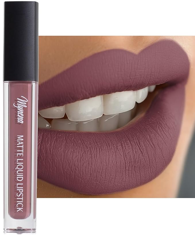 Mynena Dusty Mauve Rose Matte Liquid Lipstick | Long-Lasting Comfort | Smudge-Proof Transfer-Resistant | Full Coverage Non-Drying | Vegan & Cruelty-Free | All-Day Wear Lip Color | Eve