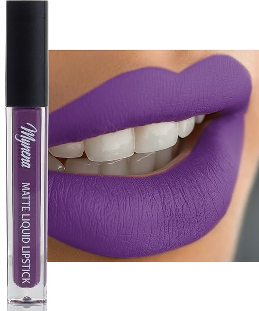 Mynena True Violet Purple Matte Liquid Lipstick | Long-Lasting Comfort | Smudge-Proof Transfer-Resistant | Full Coverage Non-Drying | Vegan & Cruelty-Free | All-Day Wear Lip Color | Sofia