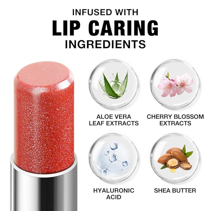 Rose Gold Shimmer Metallic Moisturizing Glow Plumping Lipstick Makeup, Lipstick with Metallic 3D Shine Lightweight Hydrating Formula, Glitter Lip Gloss Stain Long Lasting Waterproof (16#Rose Gold)
