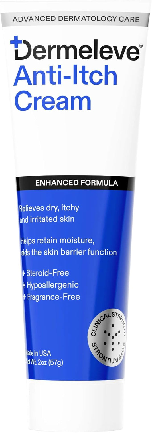 Dermeleve Steroid Free Anti-Itch Cream | Extra Strength for Psoriasis, Seborrheic Dermatitis, Viral Rash, Bug Bites, Allergy, Chronic Hives, Neuropathy (Nerve) | Full Body Itch Relief | 2 oz (1 Pack)