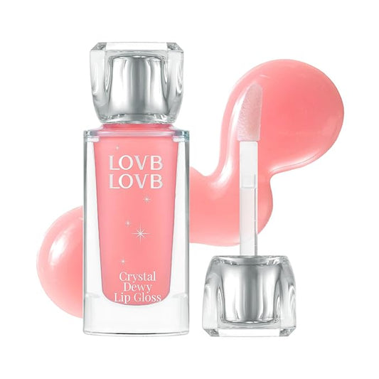 LOVB LOVB Crystal Dewy Lip Gloss | Lightweight & Non-Sticky | High-Shine & Long-Lasting | Hydrating Korean Lip Care Gloss | 0.17 oz. (01 PINK DOLPHIN)