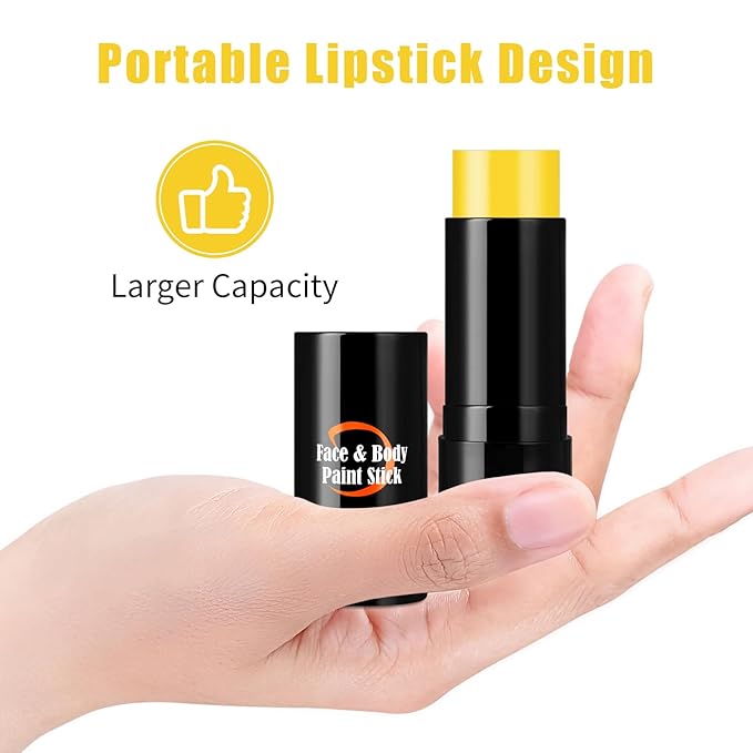 Yellow Face Body Paint Stick,Washable Yellow Eye Black Stick, Non-toxic Full-coverage Cream Face Paint for Halloween SFX Lion Tiger Minions Stage Cosplay Costume Party
