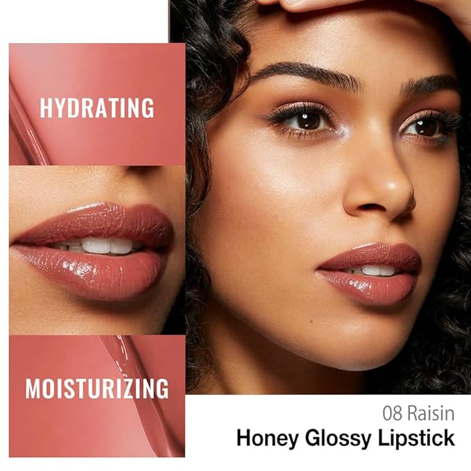 Raisin Honey Lipstick Tinted Lip Balm - Shine Moisturizing Lipstick for Women, Natural Nourishing Hydrating Lip Gloss Stain for Dry Lips, Tint Sheer Lightweight Makeup, Vegan - 1Pc #08 Raisin