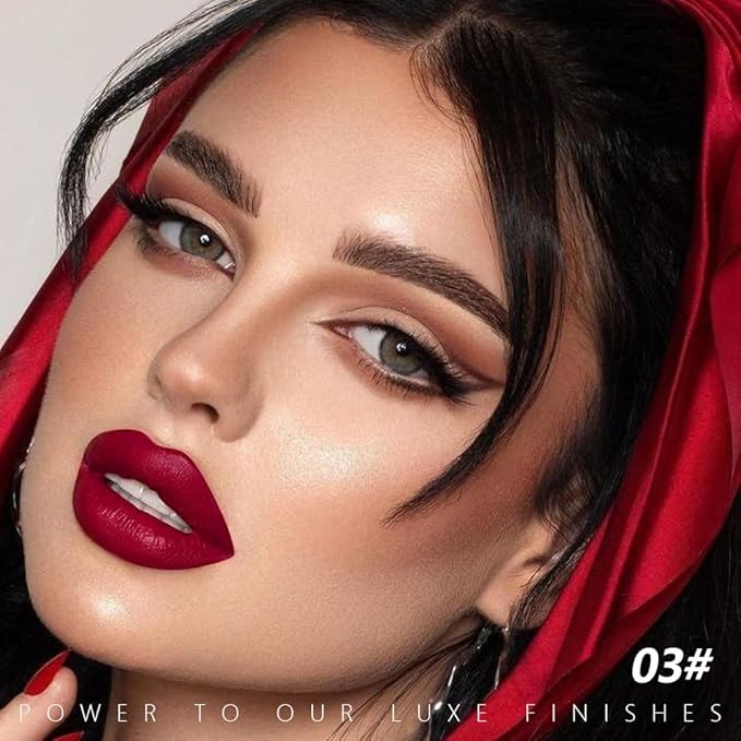 Bright Red Colored Matte Lipstick for Women - Lip Crayon & Face Paint Stick, Smooth Pigmented Everyday Wear, Younger-Looking Lip Gloss Makeup, Lápiz labial mate color vino para mujer 03