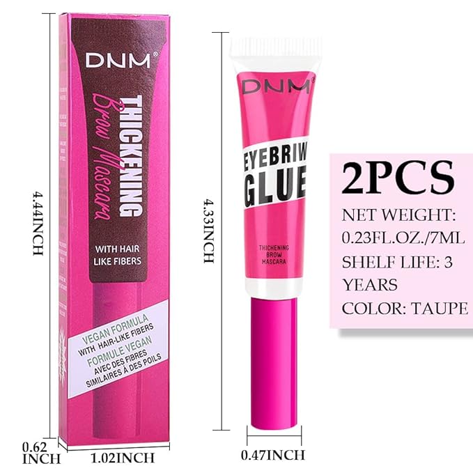 BINGBRUSH Tinted Thickening EYE Brow Glue Mascara,Brow Fast Sculpt,Waterproof, Transfer-proof, Brush to Fill in Eyebrows and Cover Gray Hairs - Cruelty Free - Light Medium Brown (2Pcs 09 transparent)