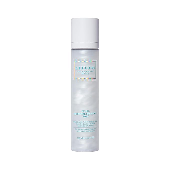 Celgen Pearl Moisture Solution Mist – Ultra Fine 3-in-1 Setting Spray with Niacinamide and Pearl Extract, Glow Makeup Primer for Dry Skin, Lightweight Hydrating Facial Toner (4.9 fl oz)