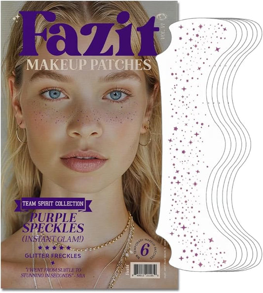 Fazit Makeup Patches - Purple Speckles - Glow Up Make-Up Patches - Cute Glitter Makeup Accessories for Women - Cosmetic Glitter for Face