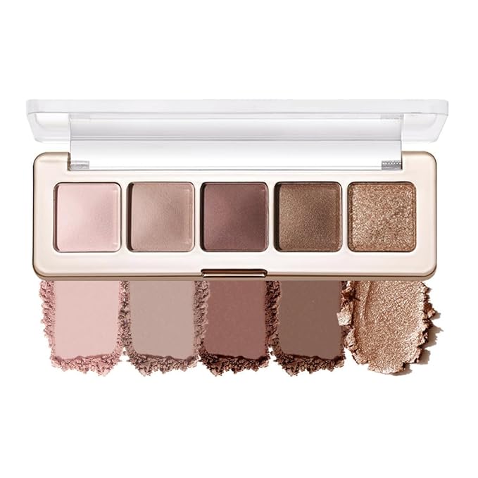 4 Color Eyeshadow Palette, Matte and Shimmer Powder Makeup, Highly Pigmented Blendable Shadows, Long-Lasting Waterproof, Natural Nude Brown Pink Shades (B-3#, 1 Count (Pack of 1))