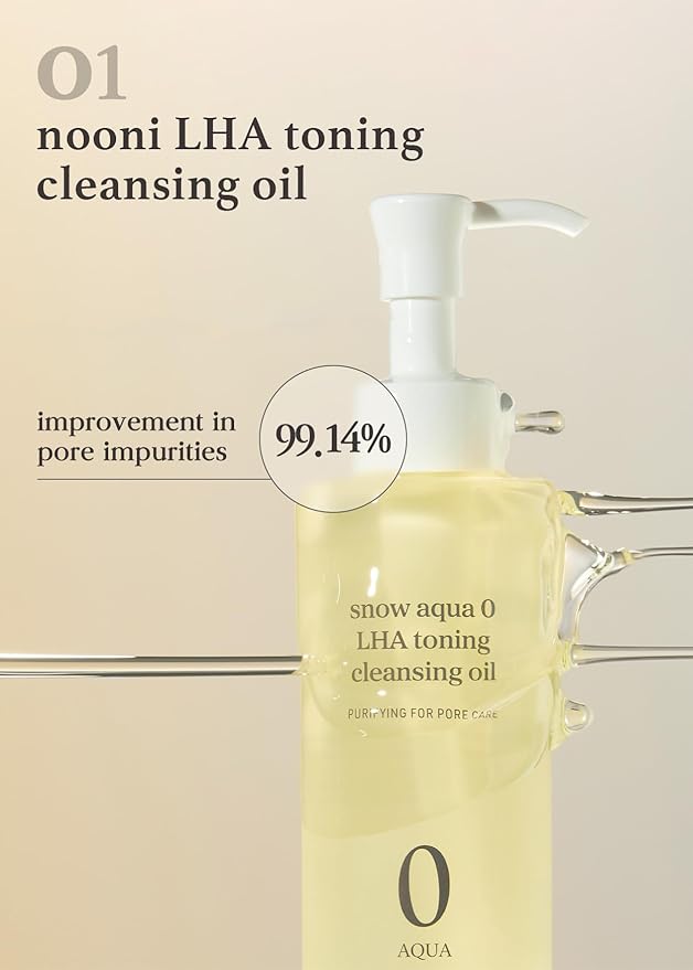 NOONI Double Cleansing Duo - LHA Toning Cleansing Oil + Whipping Cleanser | Makeup Blackhead Remover, Pore Care Control, Glass Skin